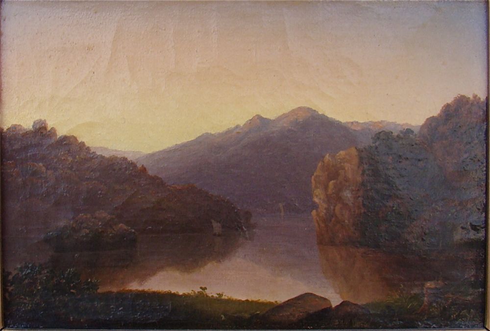 Appraisal: AMERICAN SCHOOL th CenturyLuminous Hudson River-style landscape Faintly inscribed on