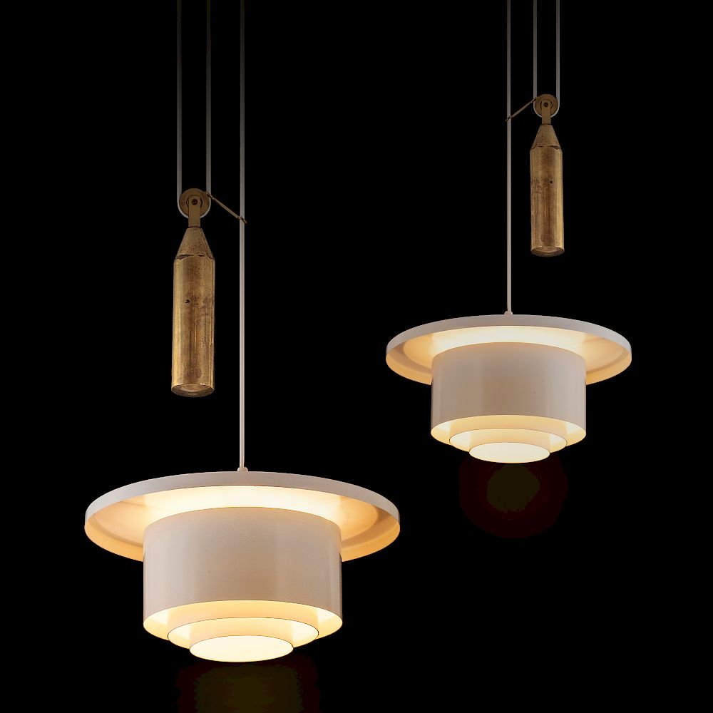 Appraisal: Alvar Aalto A pair of extreamly rare elevator pendant lights