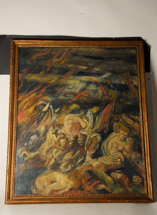 Appraisal: E th C Continental Surrealistic Grotesque Depiction of Battle Scene