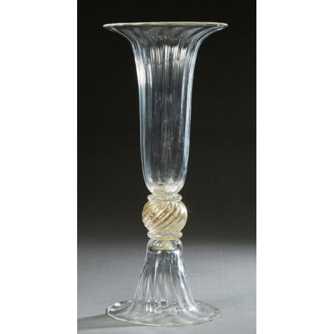 Appraisal: Unusual Blown Glass Reversible Trumpet Vase by Union glass with