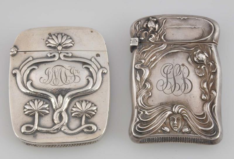 Appraisal: Lot Of Silver Match Holders This lot of two silver