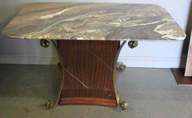 Appraisal: Art Deco Center Table with Replaced Faux MarbleTop A nice