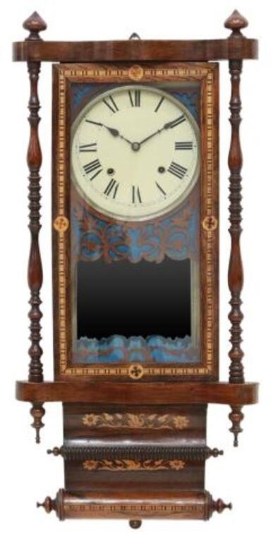 Appraisal: Anglo-American drop dial wall clock th c rosewood case with