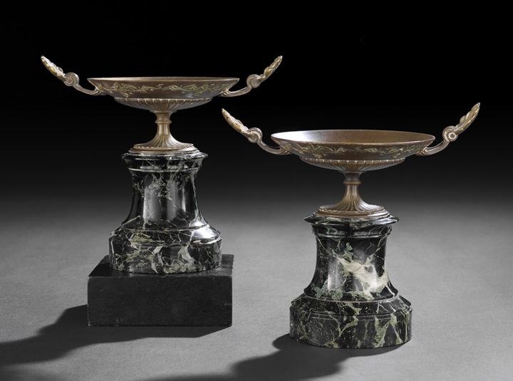 Appraisal: Pair of Napoleon III Bronze and Marble Garniture Coupes third