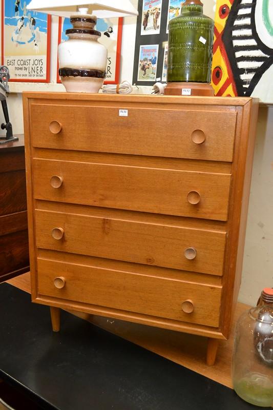 Appraisal: A MIDCENTURY FOUR DRAWER CHEST A MIDCENTURY TEAK FOUR DRAWER