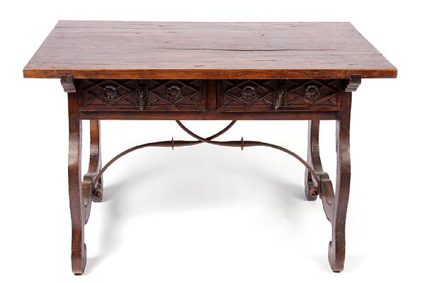 Appraisal: A Renaissance style trestle table height in width ft in