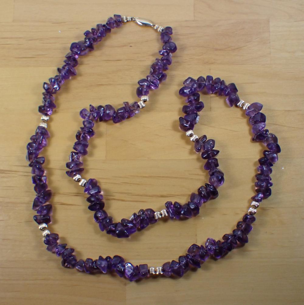 Appraisal: AMETHYST AND FOURTEEN KARAT GOLD BEAD NECKLACE - strand with