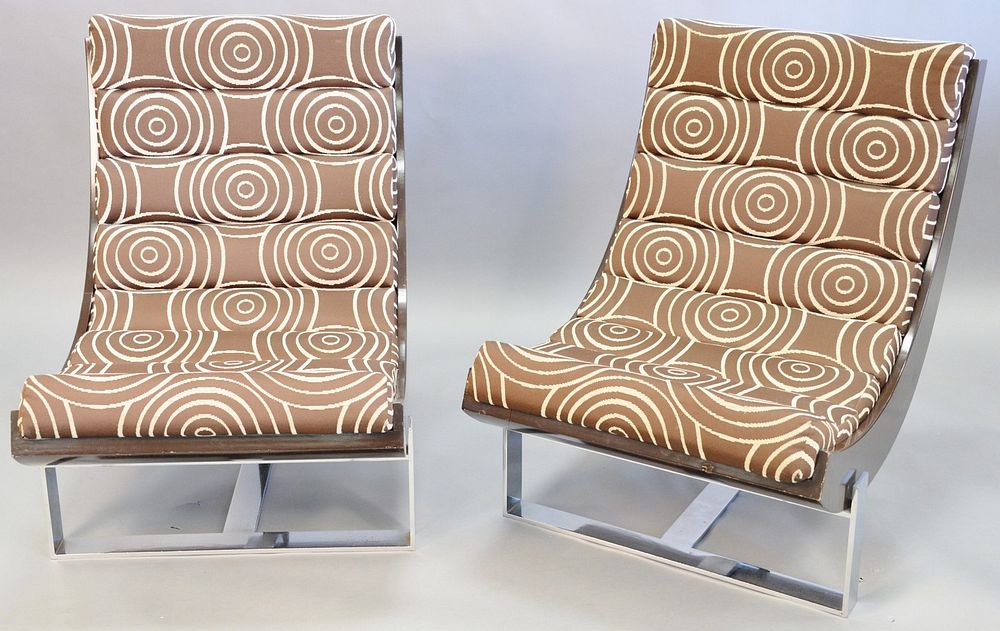 Appraisal: Institutional modern lounge chair brown upholstery h Institutional modern lounge