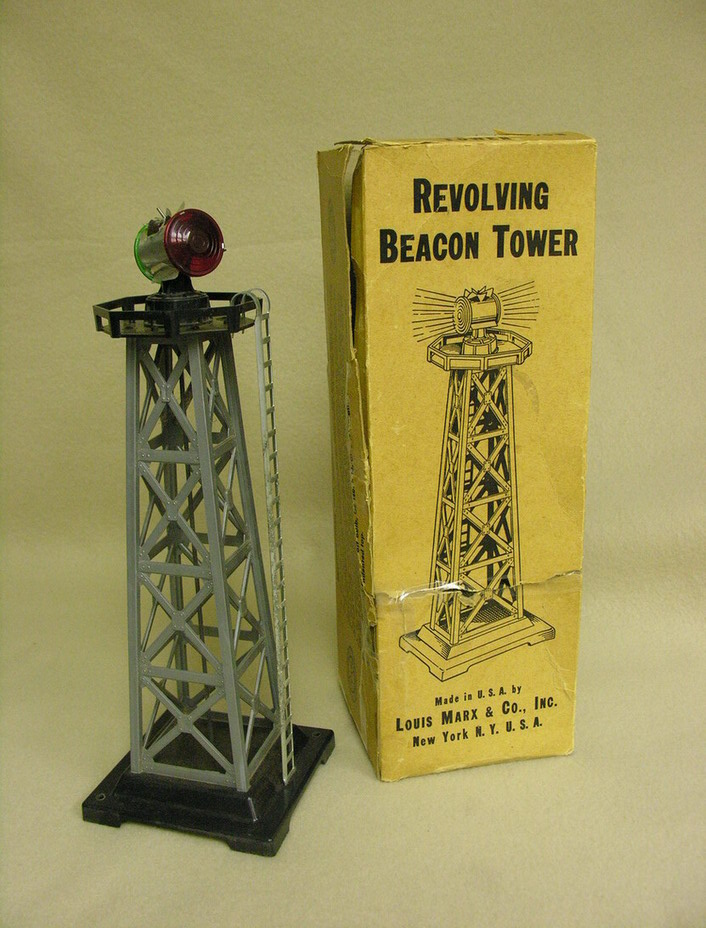 Appraisal: LOUIS MARX REVOLVING BEACON TOWER Marx toy with original box