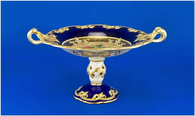 Appraisal: th Century Coalport Comport Circa Gold borders on royal blue