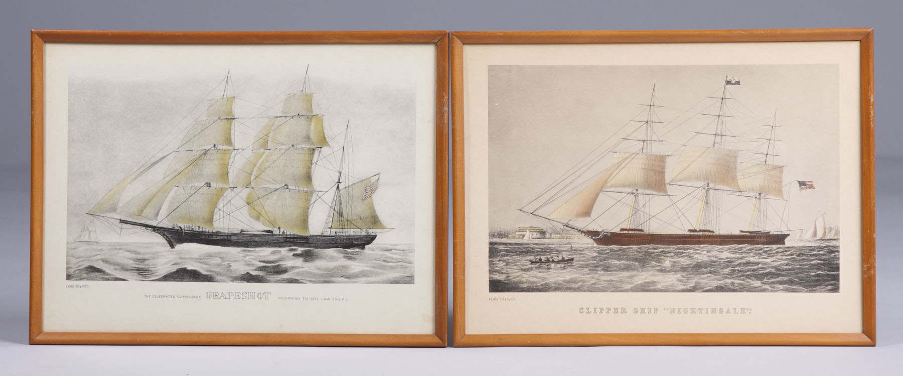 Appraisal: Currier Ives Prints Grapeshot very good x Clipper Ship 'Nightingale'