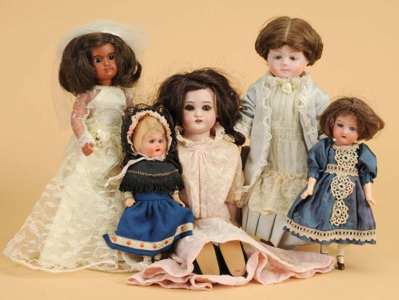 Appraisal: Lot Five Dolls including Blach Unis France Lot includes a