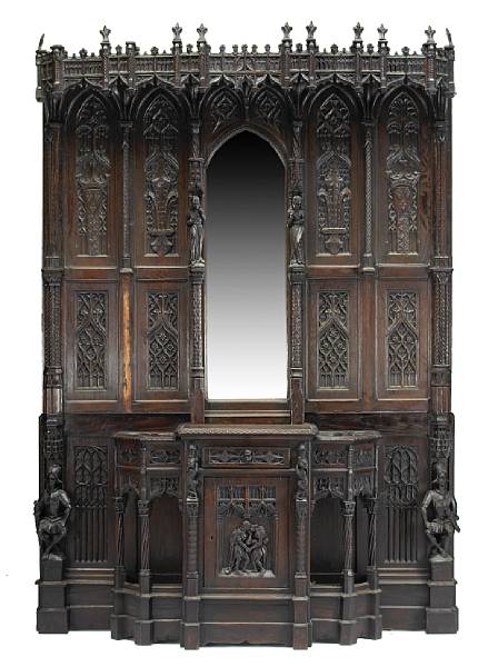 Appraisal: A French Gothic style walnut hall stand late th century