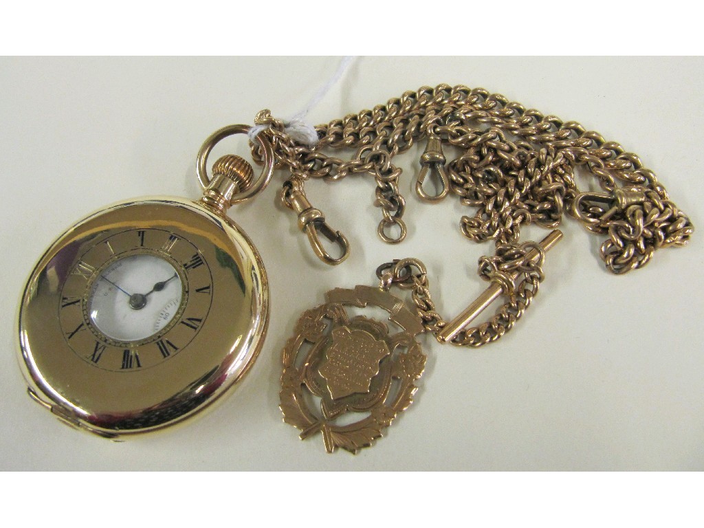 Appraisal: Lot comprising rolled gold Waltham half hunter pocket watch a