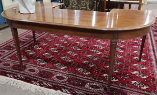 Appraisal: Regency style walnut demilune desk or wine table having a