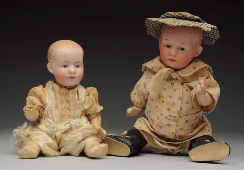 Appraisal: Lot Of Gebr Heubach Character Babies German bisque socket heads