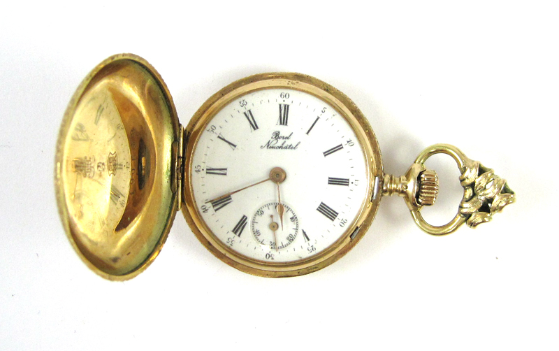 Appraisal: SWISS FOURTEEN KARAT GOLD HUNTER CASE POCKET WATCH Ernest Borel