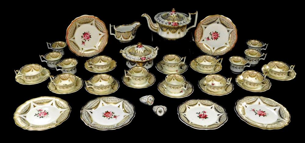 Appraisal: Porcelain dessert service English th C thirty-nine pieces floral and