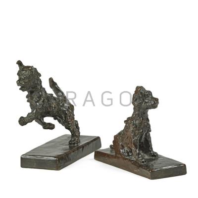 Appraisal: Edith B Parsons American - Dog Bookends Two bronzes Each