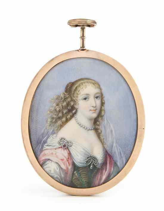 Appraisal: A Victorian Mourning Portrait Miniature on Ivory depicting a lady