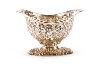 Appraisal: Interesting Silver Navette Form Sauce Boat Continental th century possibly