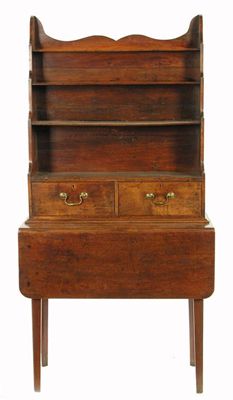 Appraisal: A walnut and mahogany waterfall bookcase on stand with two