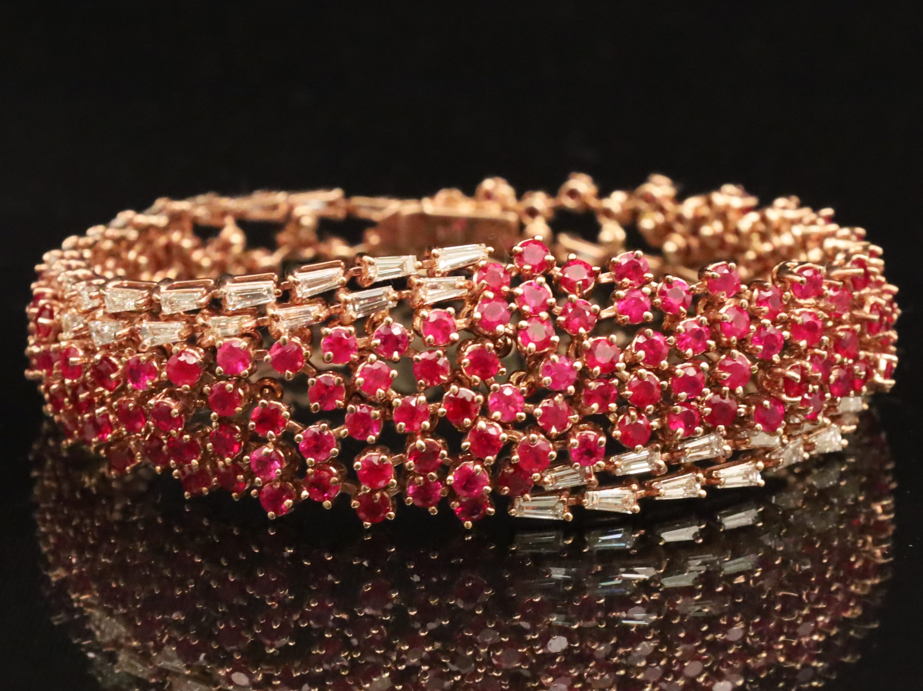 Appraisal: K ROSE GOLD RUBY DIAMOND BRACELET K rose gold ruby