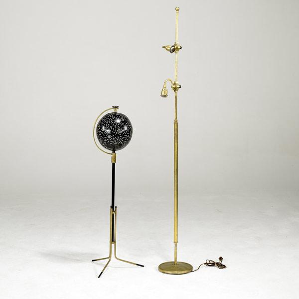 Appraisal: ITALIAN MODERN Two brass floor lamps with enameled components unmarked