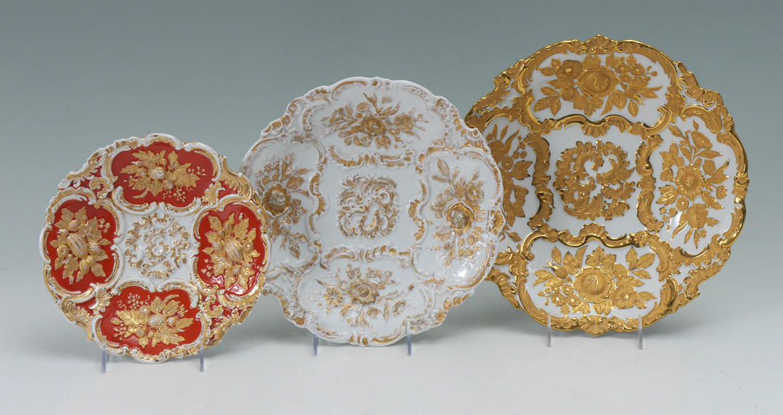 Appraisal: EMBOSSED GILT DECORATED MEISSEN SERVING PIECES pieces total to include