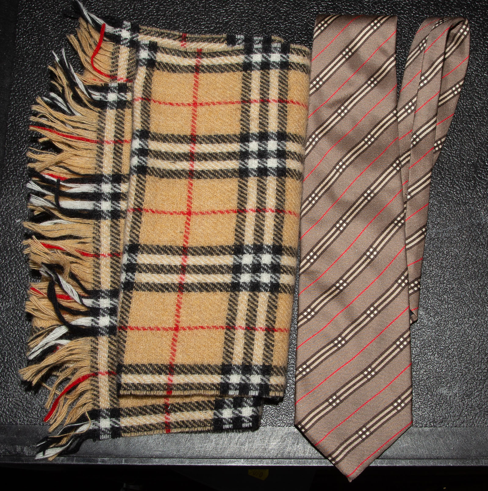 Appraisal: MEN'S FASHION ACCESSORIES Includes Burberry tie and scarf