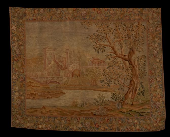 Appraisal: Petit-Point Needlepoint Tapestry first quarter th century depicting a bucolic