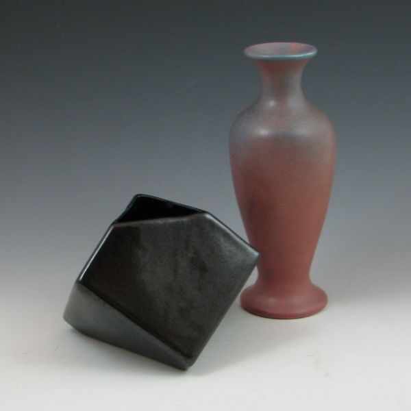 Appraisal: Muncie Rombic vase in gunmetal black Marked with an incised