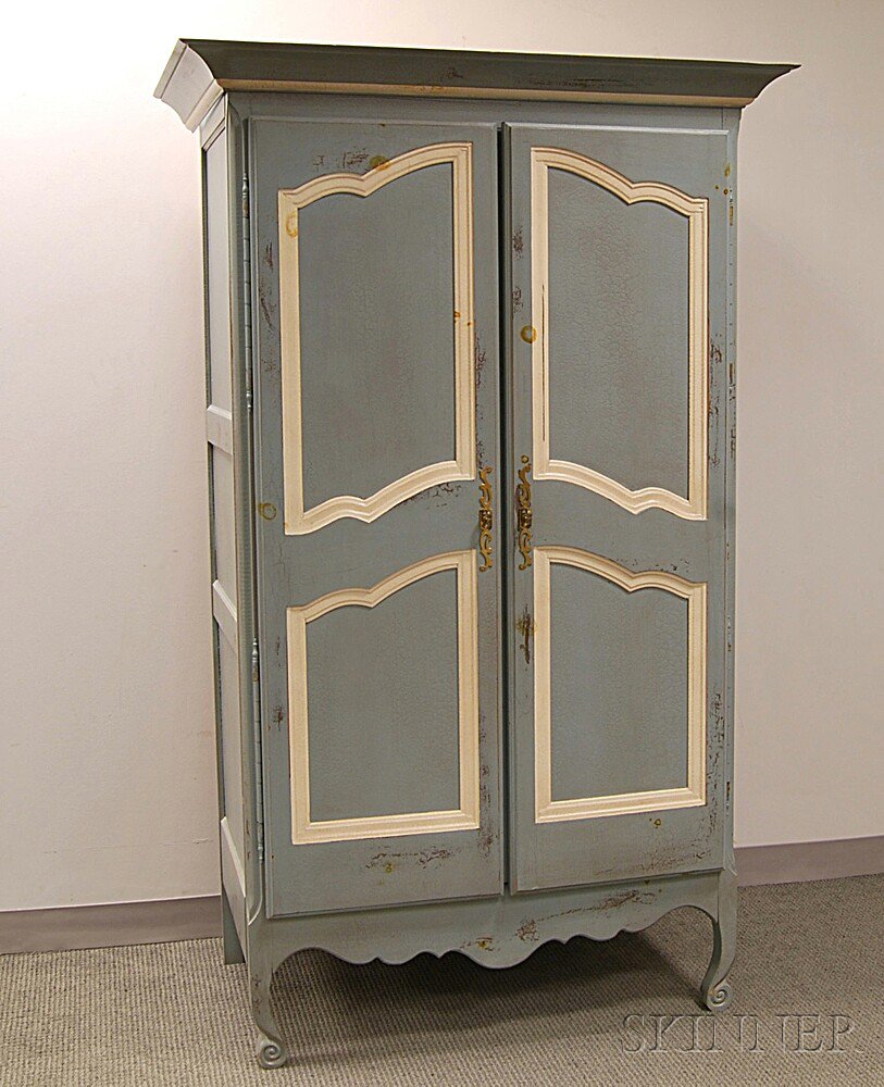 Appraisal: Reproduction French-style Blue-painted Armoire ht wd dp in Estimate -