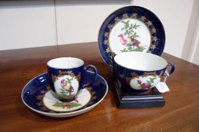 Appraisal: Two Worcester saucers a coffee cup and a teacup circa