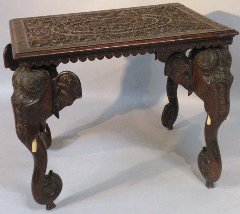 Appraisal: A late thC early thC Anglo-Indian hardwood table heavily carved