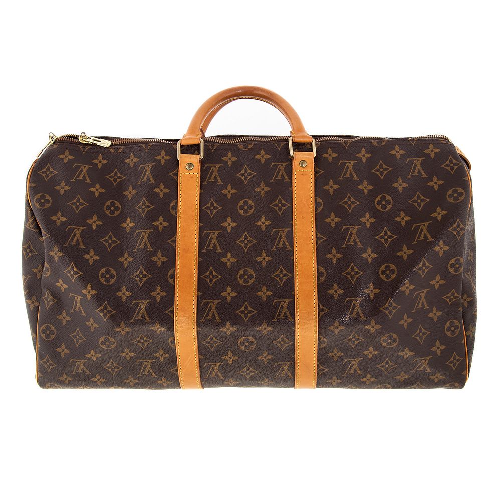 Appraisal: A Louis Vuitton Keepall A brown and tan Monogram coated