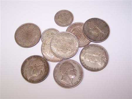 Appraisal: A small collection of milled halfcrowns to include a Victoria