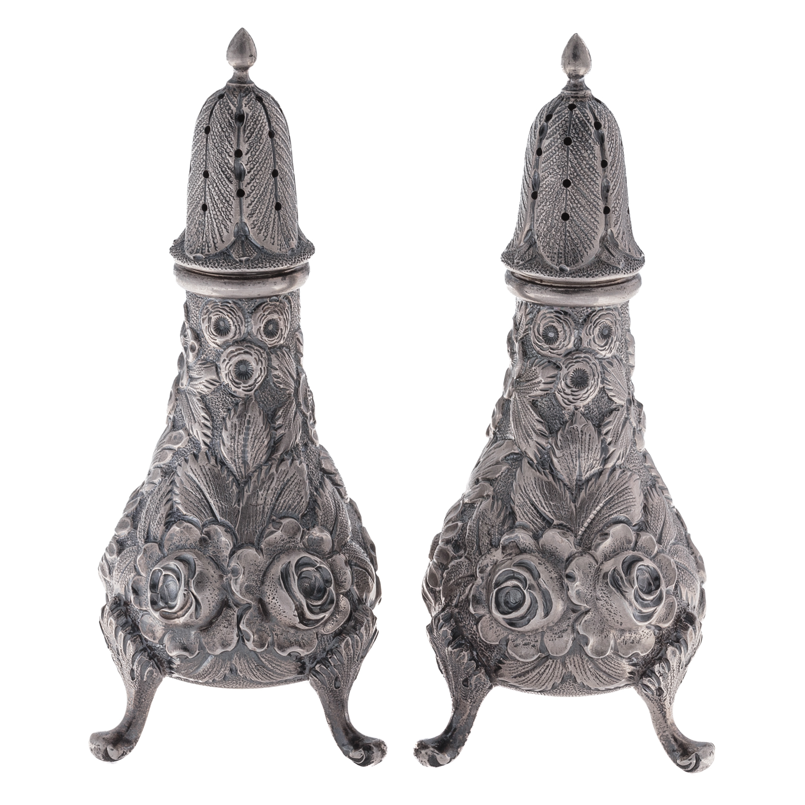 Appraisal: A PAIR OF FUCHS FUCHS BALTIMORE ROSE STERLING CASTERS Baltimore