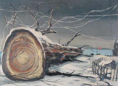 Appraisal: Fred Uhlman - The tree trunk Signed Oil on board