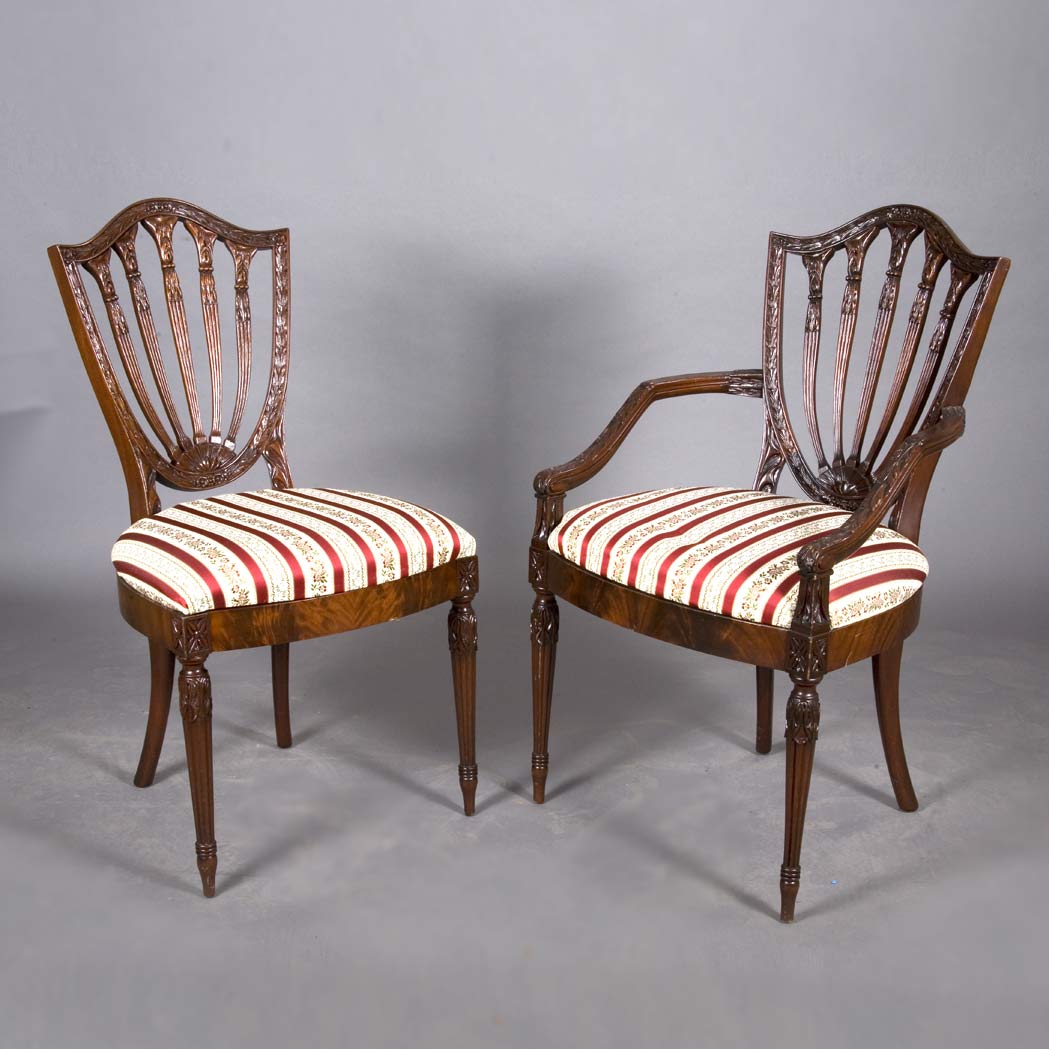 Appraisal: Set of Twelve George III Style Mahogany Dining Chairs Including