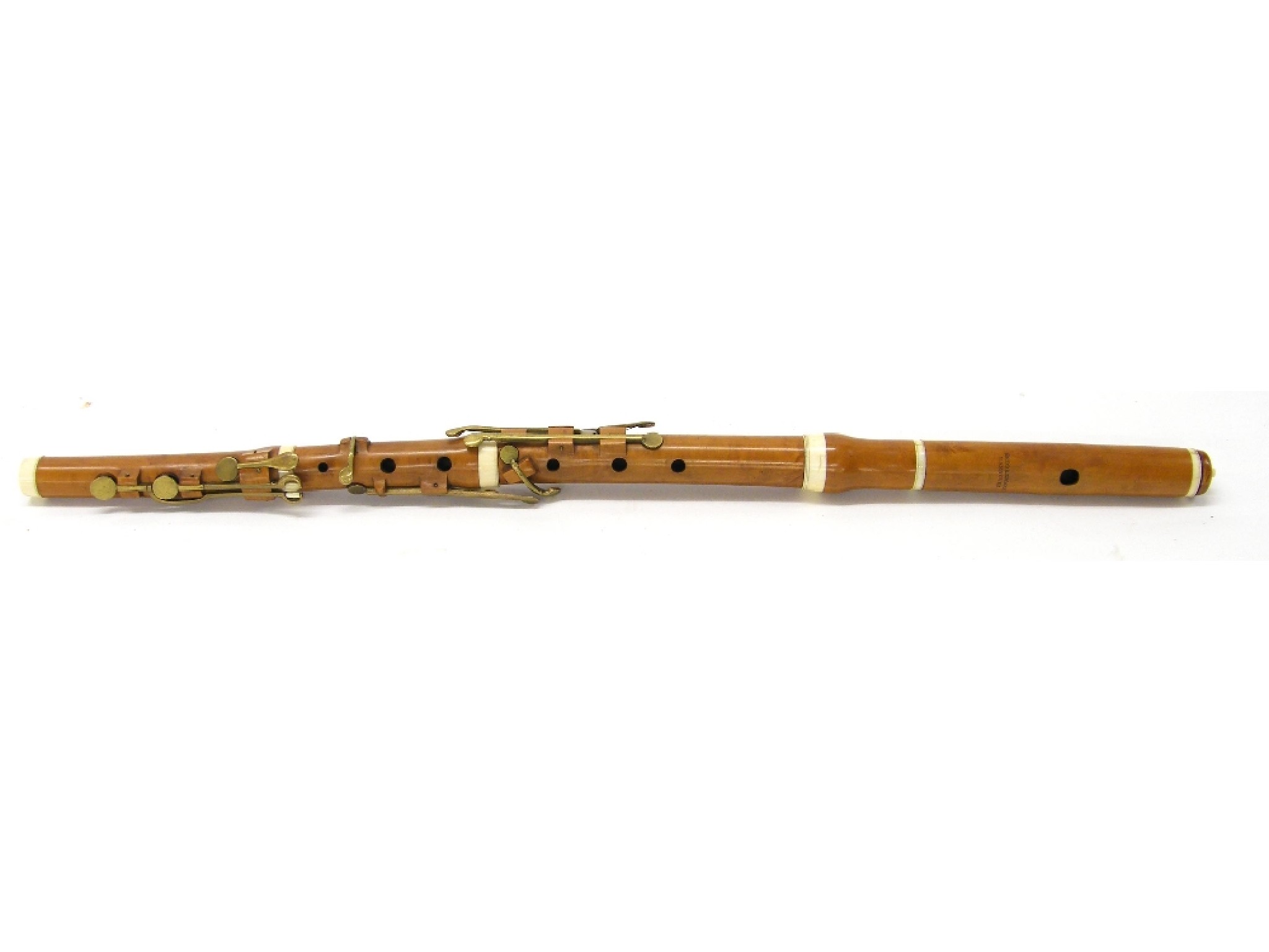 Appraisal: German boxwood and ivory mounted nine keyed flute by and