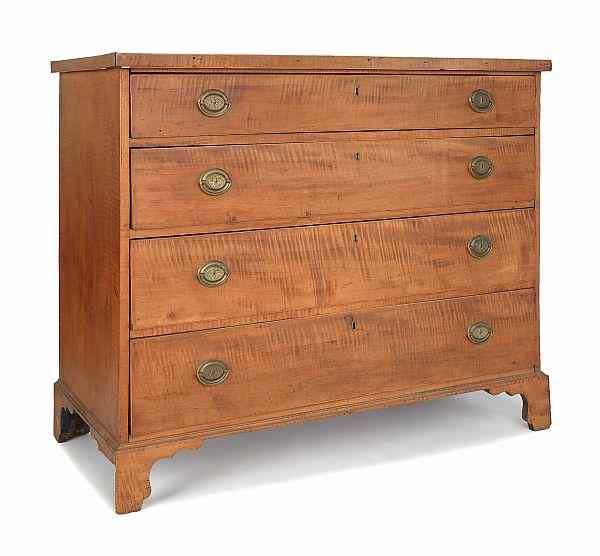 Appraisal: Pennsylvania Federal tiger maple chest of drawers early th c