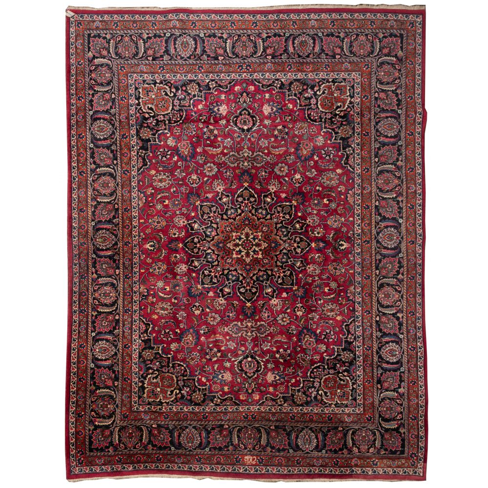 Appraisal: PERSIAN KASHAN RUGRoom size handwoven abstract floral having a geometric