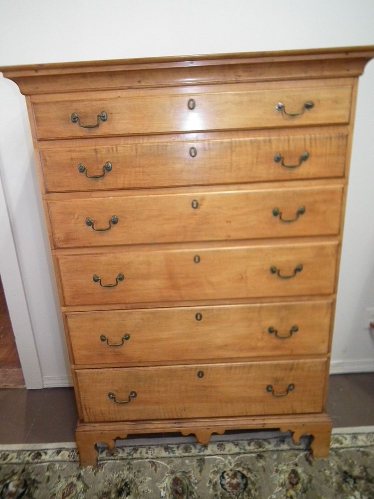 Appraisal: PERIOD MAPLE TALL CHEST Period American Chippendale drawer tall chest