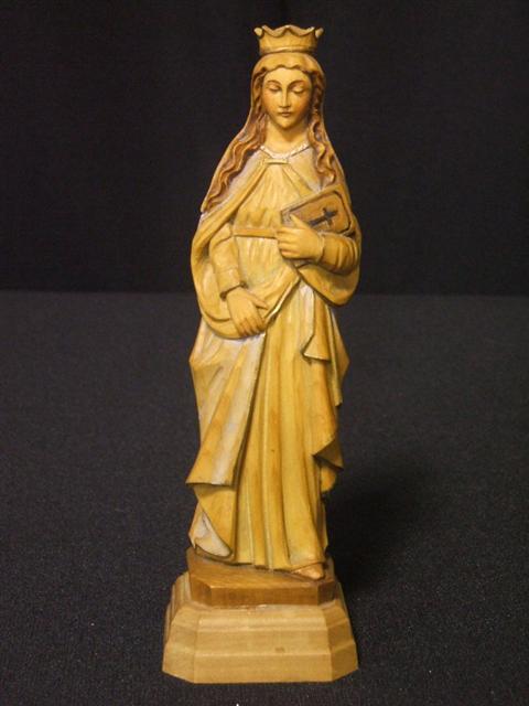 Appraisal: CARVED WOOD FIGURE OF THE VIRGIN Modern stamped made in