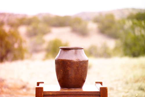 Appraisal: DIRK VAN ERP Hammered copper vase with tapering shoulder and