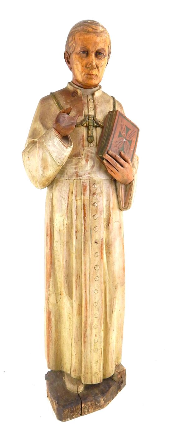 Appraisal: th C polychrome carved figure depicting a standing Pope John