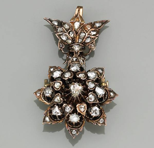 Appraisal: A Georgian diamond brooch-pendant bearing English hallmarks mounted in fifteen