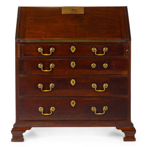 Appraisal: A George III Mahogany Slant-Front Secretary Circa Height x width