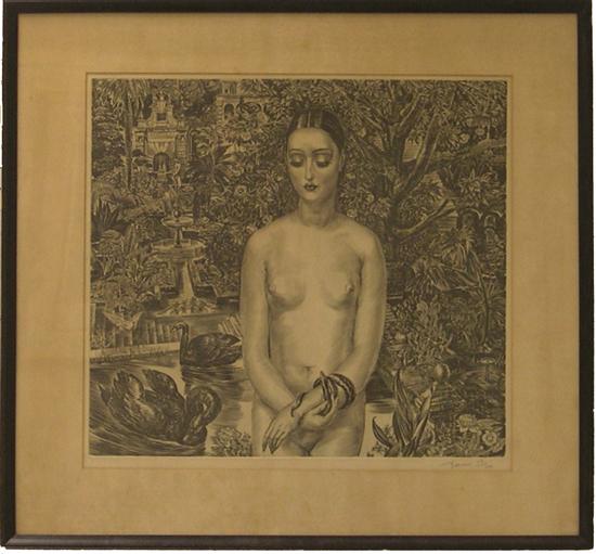 Appraisal: Albert Decaris French - Nude with snake around left wrist